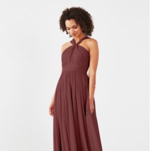 Women’s Burgundy Chiffon Maxi Dress